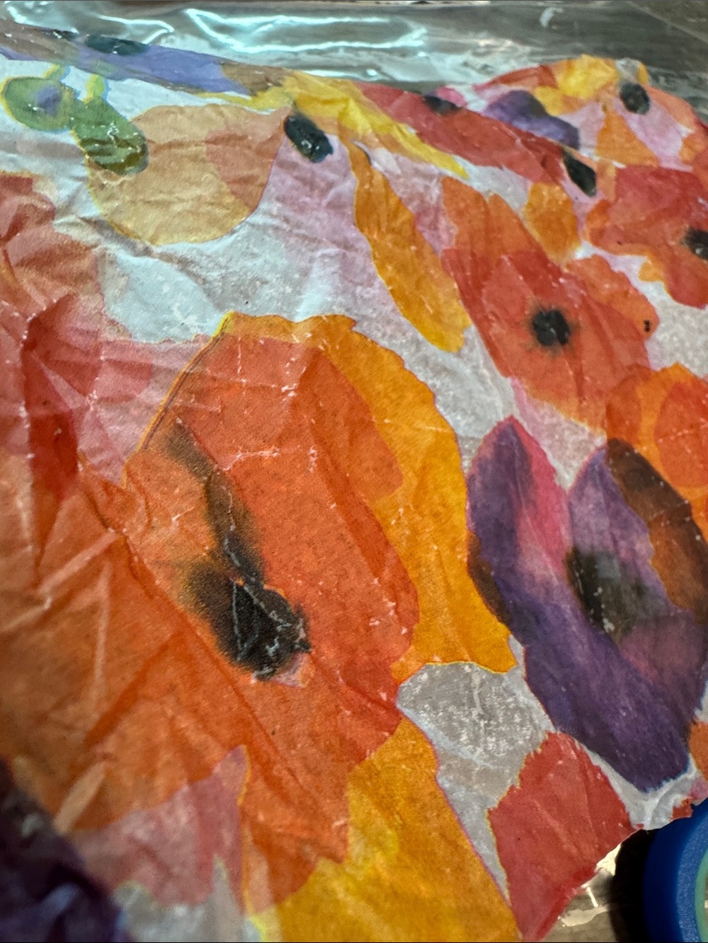 Floral Watercolor Print Faux Rice Paper ..Bright Poppies